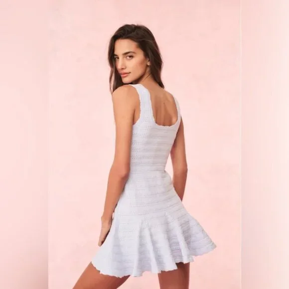NWT LoveShackFancy Maryanne Knit Mini Dress Morning SKy Light Blue | size M - Picture 4 of 11